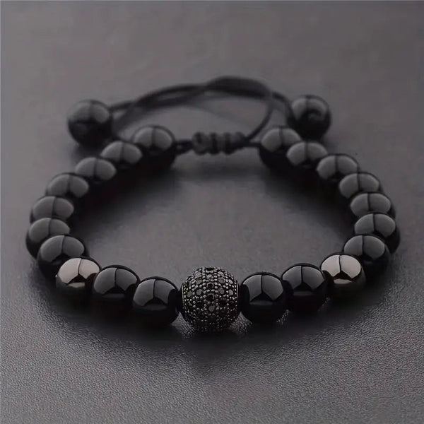 mens beaded bracelet black LOKDALE WATCHES 