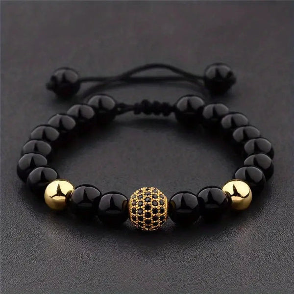 mens beaded bracelet gold LOKDALE WATCHES 